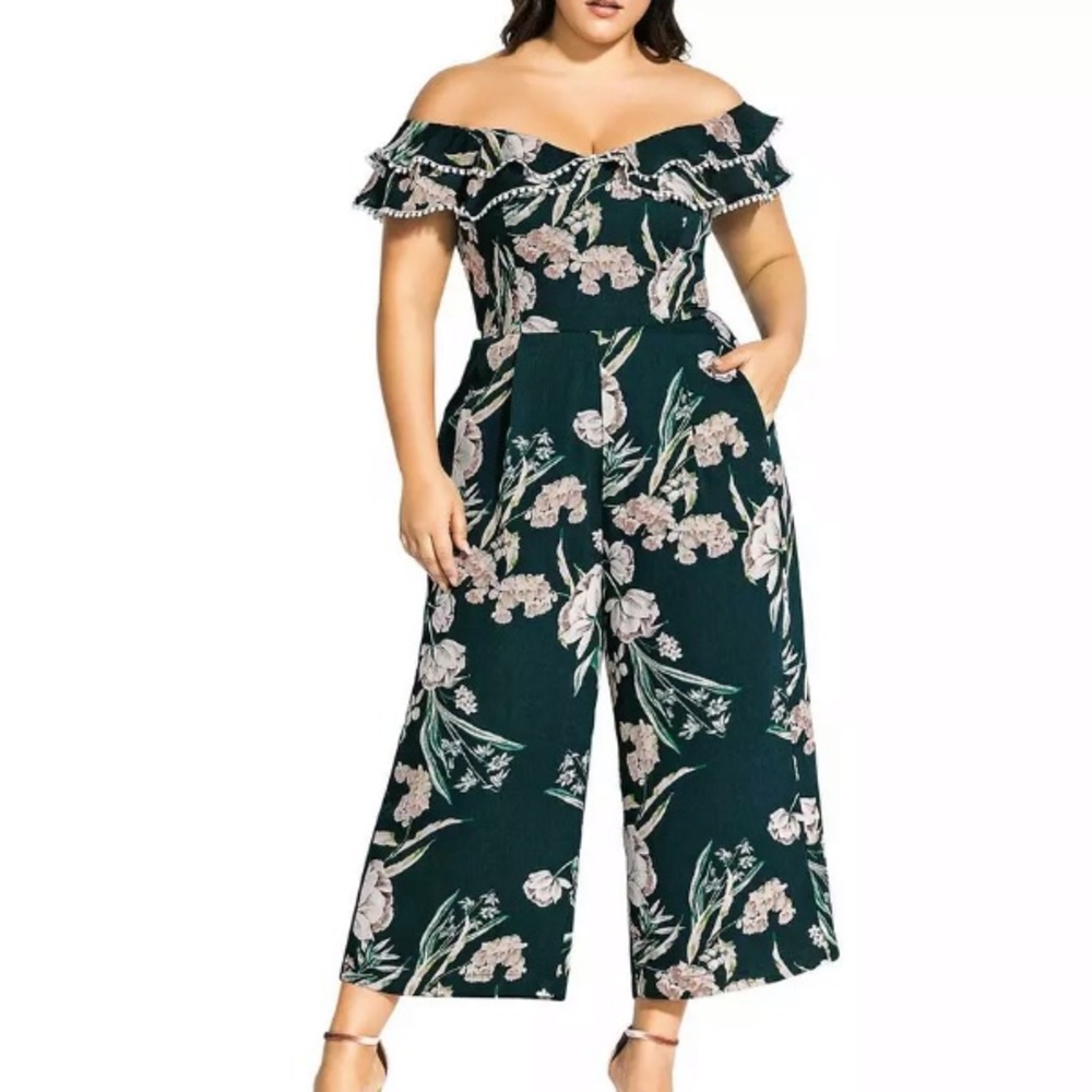 City Chic Field Green Jumpsuit